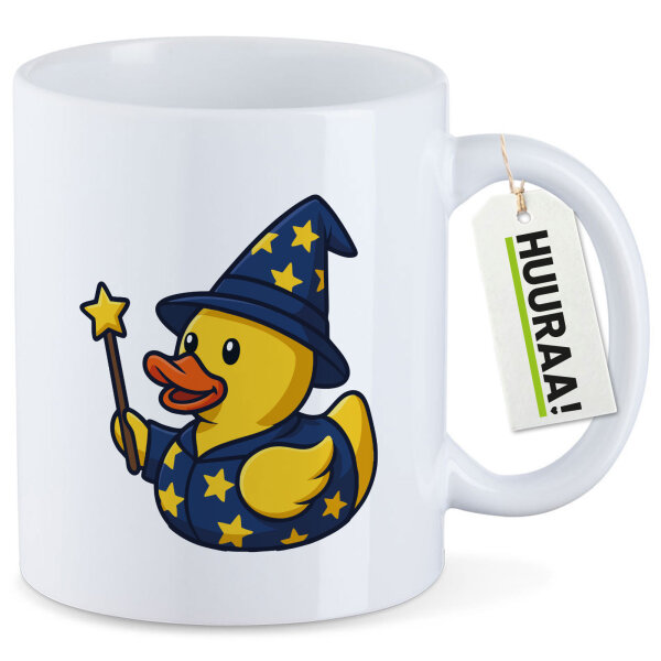 Kaffeetasse Quietscheente Zauberer Gummiente Magier 330ml