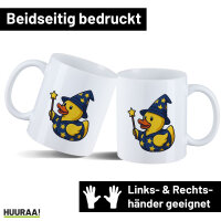 Kaffeetasse Quietscheente Zauberer Gummiente Magier 330ml
