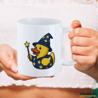 Kaffeetasse Quietscheente Zauberer Gummiente Magier 330ml