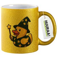 Glitzertasse Quietscheente Zauberer Gummiente Magier 330ml