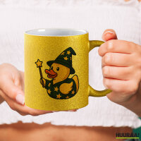 Glitzertasse Quietscheente Zauberer Gummiente Magier 330ml