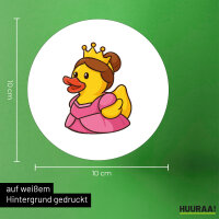 Aufkleber Quietscheente Prinzessin Gummiente Princess 10cm rund