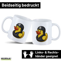 Kaffeetasse Quietscheente Biker Gummiente Rocker 330ml