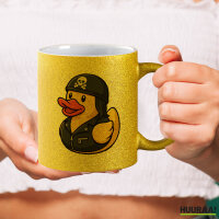 Glitzertasse Quietscheente Biker Gummiente Rocker 330ml