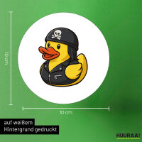 Aufkleber Quietscheente Biker Gummiente Rocker 10cm