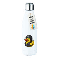 Trinkflasche Quietscheente Biker Gummiente Rocker 500ml...