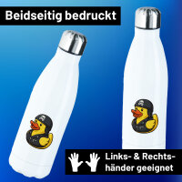 Trinkflasche Quietscheente Biker Gummiente Rocker 500ml...
