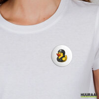 Button Quietscheente Biker Gummiente Rocker rund