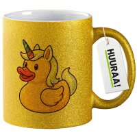 Glitzertasse Quietscheente Einhorn Gummiente Unicorn 330ml