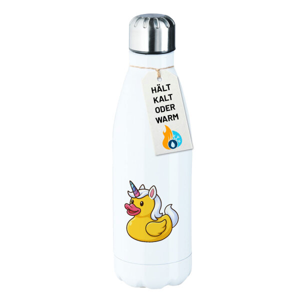 Edelstahl-Trinkflasche Quietscheente Einhorn Gummiente Unicorn 500ml Wasserflasche