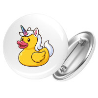 Button Quietscheente Einhorn Gummiente Unicorn rund