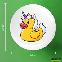 Button Quietscheente Einhorn Gummiente Unicorn rund