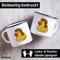 Emaille Tasse Quietscheente Vokuhila Gummiente 80s 300ml...