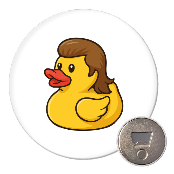 Magnet Quietscheente Vokuhila Gummiente 80s 59mm Kühlschrankmagnet Flaschenöffner