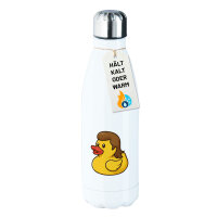 Trinkflasche Quietscheente Vokuhila Gummiente 80s 500ml Edelstahl Wasserflasche