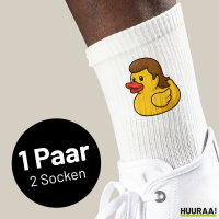 Unisex Socken Quietscheente Vokuhila Gummiente 80s Baumwolle