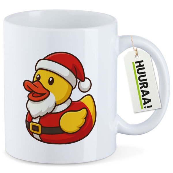 Kaffeetasse Quietscheente Nikolaus Gummiente Weihnachtsmann 330ml