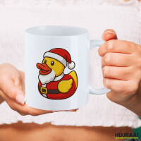 Kaffeetasse Quietscheente Nikolaus Gummiente Weihnachtsmann 330ml