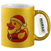 Glitzertasse Quietscheente Nikolaus Weihnachtsmann 330ml