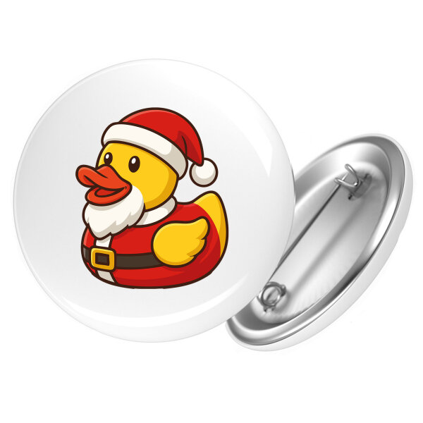 Button Quietscheente Nikolaus Gummiente Weihnachtsmann rund