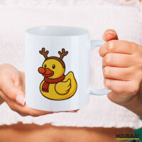 Kaffeetasse Quietscheente Rudolf Gummiente Rentier 330ml