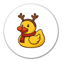Aufkleber Quietscheente Rudolf Gummiente Rentier 10cm rund