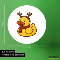 Aufkleber Quietscheente Rudolf Gummiente Rentier 10cm