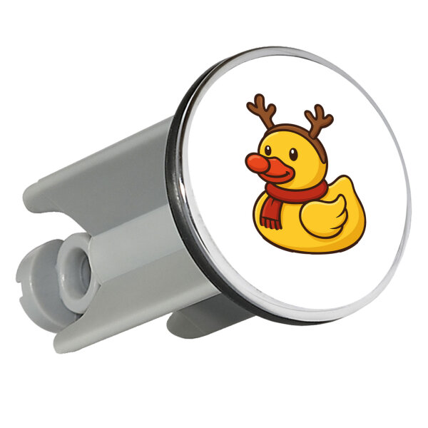Waschbeckenstöpsel Quietscheente Rudolf Gummiente Rentier 4cm Abflussstopfen