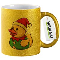 Glitzertasse Quietscheente Wichtel Gummiente Elfe 330ml