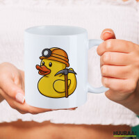 Kaffeetasse Quietscheente Bergbau Gummiente Glück auf 330ml