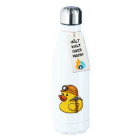 Edelstahl-Trinkflasche Quietscheente Bergbau Gummiente...