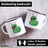 Emaille Tasse Quietscheente Alien Gummiente Ufo 300ml...