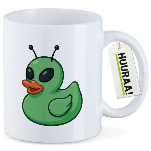 Kaffeetasse Quietscheente Alien Gummiente Ufo 330ml