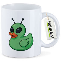 Kaffeetasse Quietscheente Alien Gummiente Ufo 330ml
