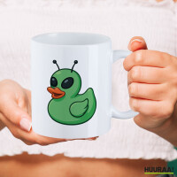 Kaffeetasse Quietscheente Alien Gummiente Ufo 330ml