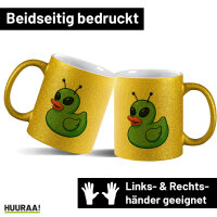Glitzertasse Quietscheente Alien Gummiente Ufo 330ml