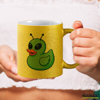 Glitzertasse Quietscheente Alien Gummiente Ufo 330ml