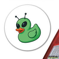 Aufkleber Quietscheente Alien Gummiente Ufo 10cm