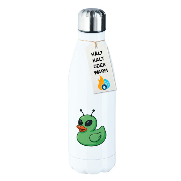 Trinkflasche Quietscheente Alien Gummiente Ufo 500ml Edelstahl Wasserflasche