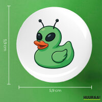 Button Quietscheente Alien Gummiente Ufo rund