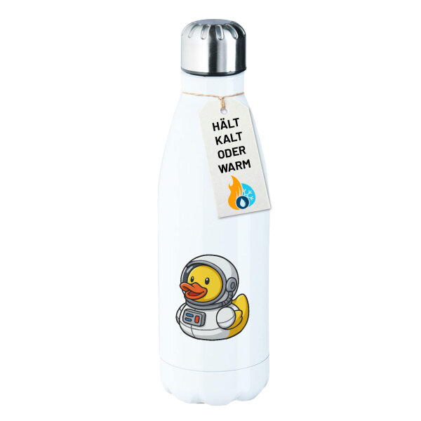 Edelstahl-Trinkflasche Quietscheente Astronaut Gummiente Raumfahrer 500ml Wasserflasche