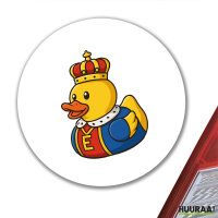 Aufkleber Quietscheente König Gummiente King 10cm rund