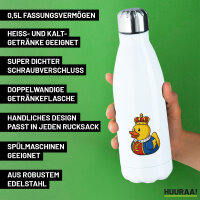 Edelstahl-Trinkflasche Quietscheente König Gummiente King 500ml Wasserflasche