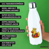 Edelstahl-Trinkflasche Quietscheente Königin Gummiente Queen 500ml Wasserflasche