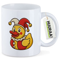 Kaffeetasse Quietscheente Joker Gummiente Hofnarr 330ml