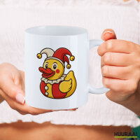 Kaffeetasse Quietscheente Joker Gummiente Hofnarr 330ml