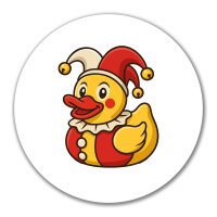 Aufkleber Quietscheente Joker Gummiente Hofnarr 10cm