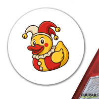 Aufkleber Quietscheente Joker Gummiente Hofnarr 10cm