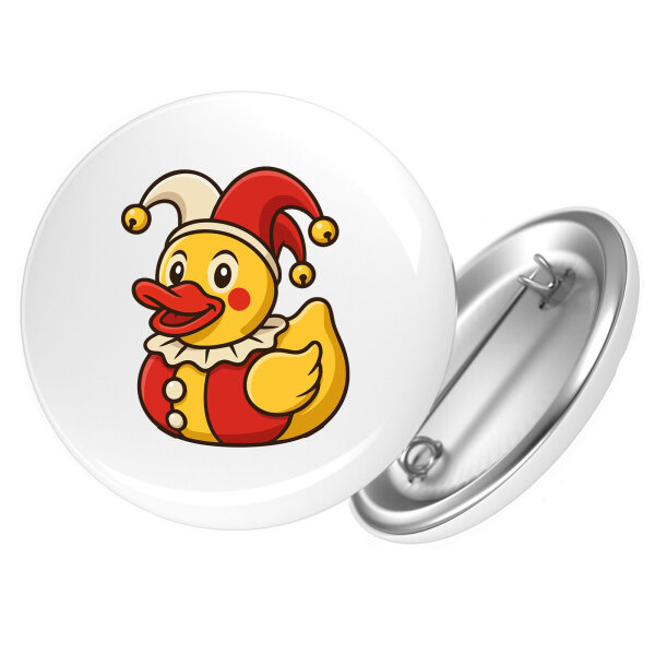 Button Quietscheente Joker Gummiente Hofnarr