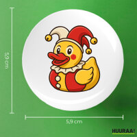 Button Quietscheente Joker Gummiente Hofnarr